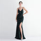 Velvet Bottom Sequin Suspender Party Sequined Dress Long Banquet Slim Fit Evening Dress Elegant