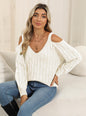 Knitted Bottoming Shirt Autumn Winter Women Clothing Deep V Plunge Sexy off the Shoulder Loose Pullover Women Top