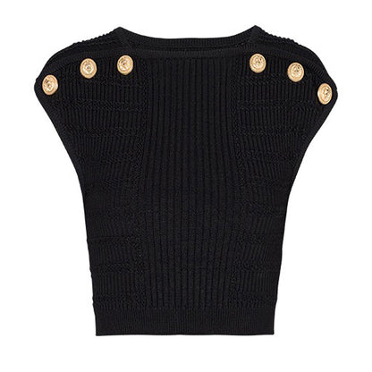 Summer Wide Shoulder Sleeveless Knitted T shirt Women Short Sleeved Coat High Quality