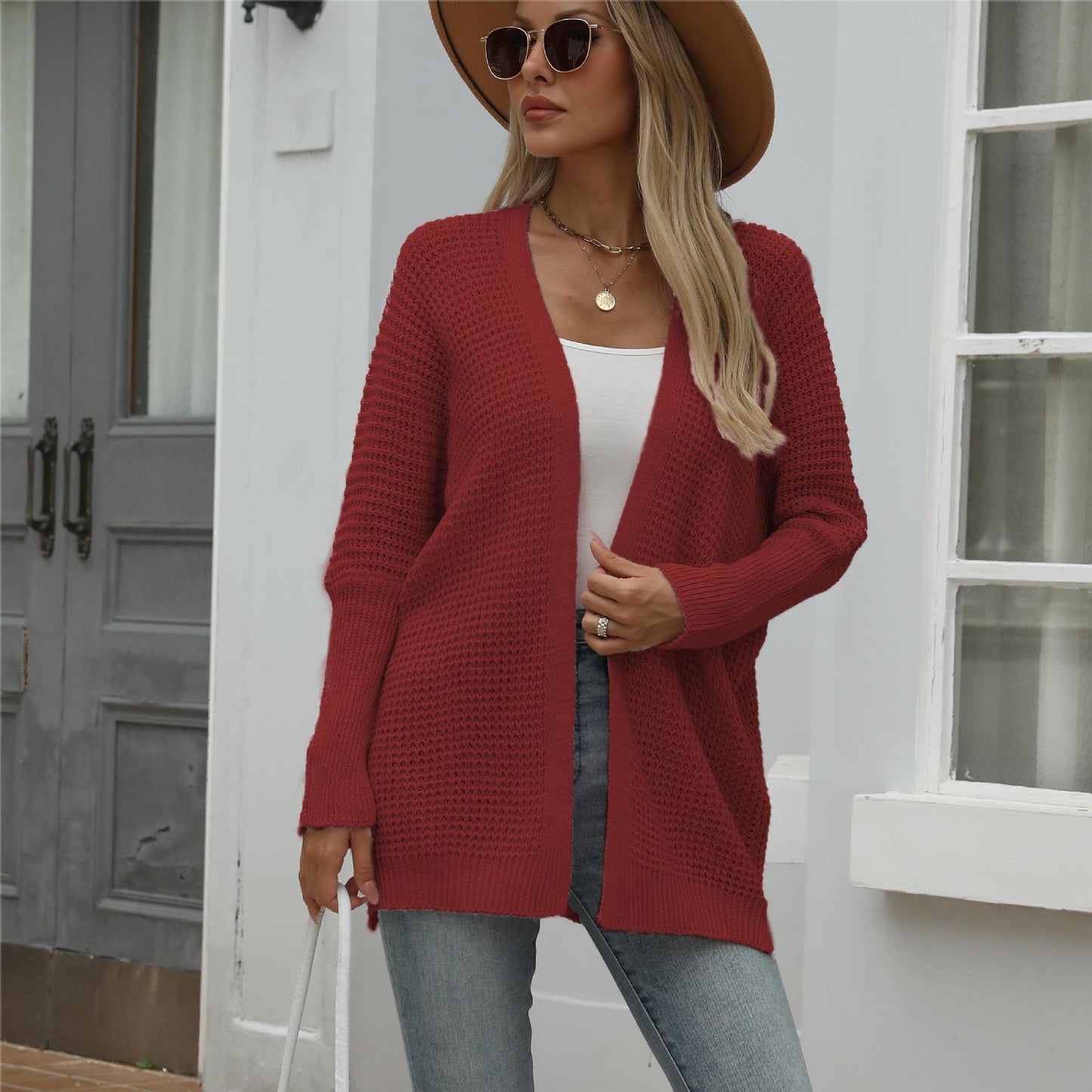 Women Knitwear Autumn Winter Knitted Cardigan Loose Solid Color Sweater Women