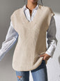 Women Vest Women Clothing Spring Autumn V neck Simple Vest Pearl Beaded Woven Sweater Waistcoat