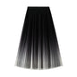 Women Elegant Graceful Gradient Color Pleated Skirt Spring Summer Light Luxury High Waist A line Skirt