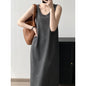 Round Neck Vest Dress Women Summer Loose Sleeveless Mid Length Dress