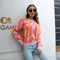 Women Clothing Autumn Winter Gradient Color Long Sleeve Loose Pullover