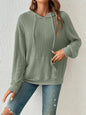 Autumn Winter Knitwear Hooded Sunken Stripe Kangaroo Pocket Long Sleeve Bathroom