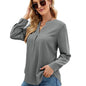 Women Clothing Autumn Winter Solid Color Chiffon Shirt Loose V neck Pullover Long Sleeve Top Shirt