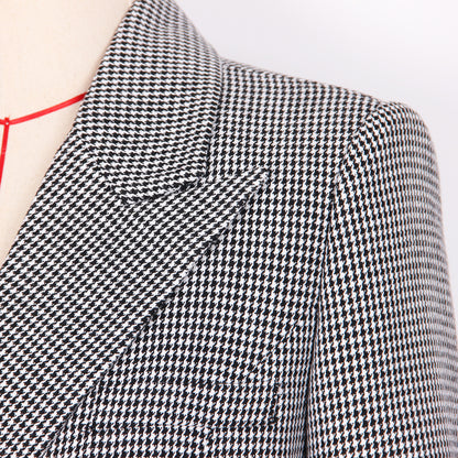 Spring Autumn High Quality Overcoat Coat Classic Houndstooth Senior Women Trench Coat