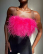 Spring Summer Feather Multi Color Fur Tube Top Top