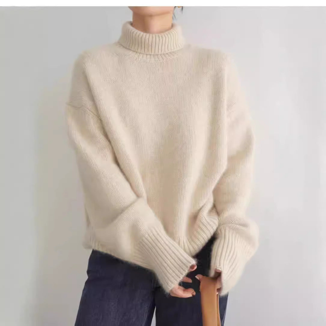 Idle Turtleneck Knitting Sweater Women Autumn Winter Soft Glutinous Solid Color Loose Inner Wear Comfortable Korean Women Dinified Sweater