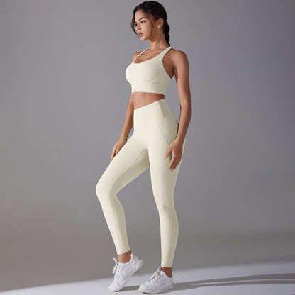 Celebrity Sling Beautiful Back High Waist Hip Lift Wear Free Underwear No Embarrassment Line Sports Trousers Running Fitness Yoga Set