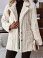 Double Sided Plush Water Ripple Button Cardigan Pocket Lapels Casual Top Coat Women