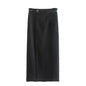 Women  Clothing Autumn Winter Sexy with Belt Solid Color High Waist Skirt for Women