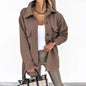 Autumn Winter Women Long Sleeve Solid Color Collared Button Lace up Woolen Coat