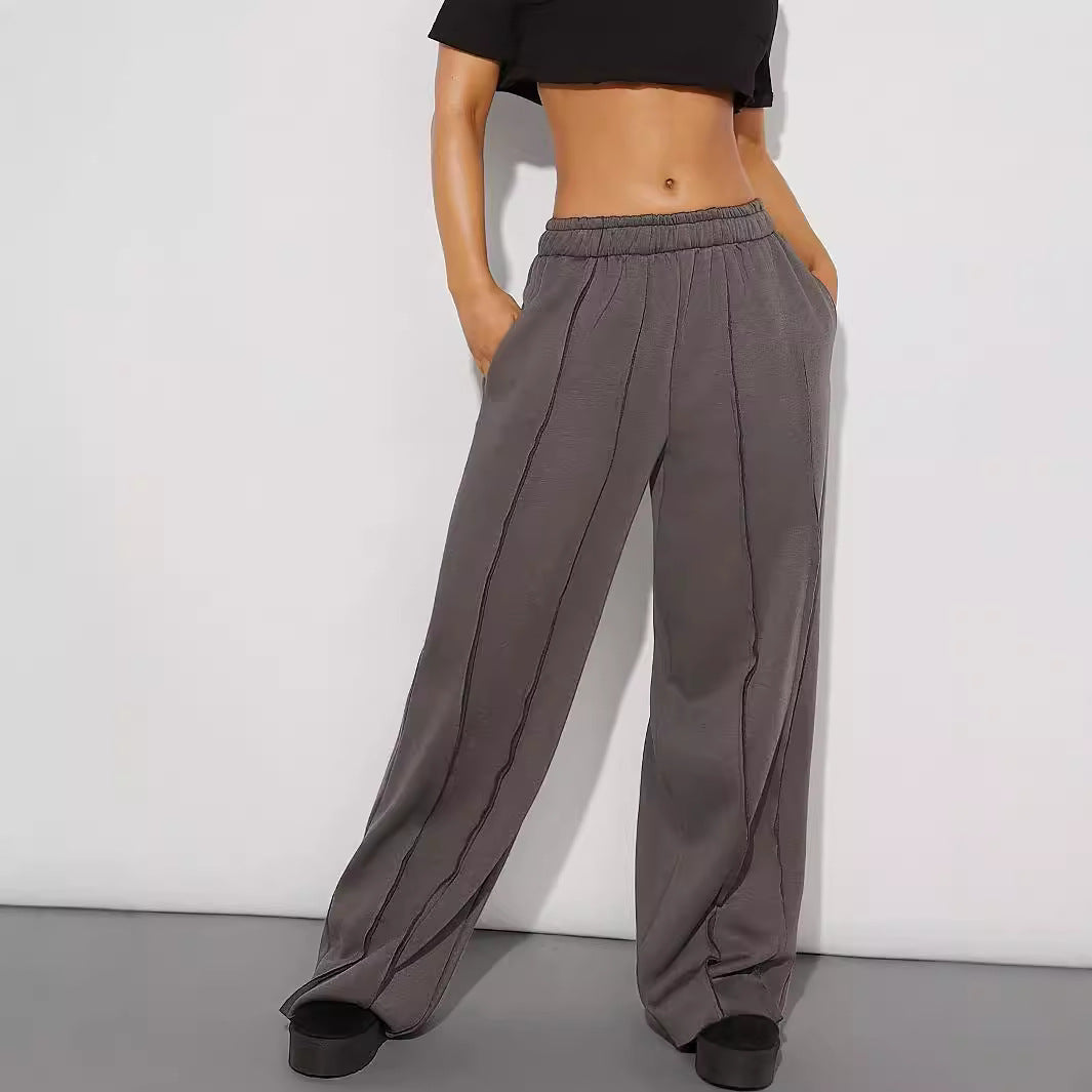 Pants Women Ladies Loose Casual Trousers Comfortable Home Pants Solid Color Casual Wide Leg Track Pants