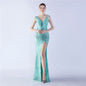 Ostrich Feather Heavy Industry Beads Dinner Exhibition Side Slit High End Evening Dress