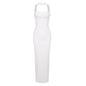 Summer Women Clothing Side Slit Bandage Elastic Long Tube Top Tight Halter Dress