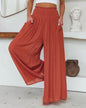 Spring Summer Cotton Wide Leg Pants Loose Elastic Pocket Casual Pants Trousers