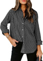 Women Clothing Casual Striped Long Sleeve Button Shirt Women