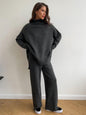 Turtleneck Sweater Suit Women Autumn Winter Loose Casual Lazy Thickened Knitting Trousers Suit