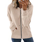 Autumn Winter Zipper   Women Clothing Casual Solid Color Hooded Hoodies