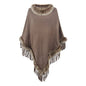 Knitted Tassel Cloak Women Autumn Winter Solid Color Pullover Loose Inverness