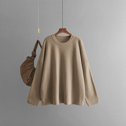 Sweater Women Autumn Winter Loose round Neck Solid Color Long Sleeve Casual Sweater Top Women