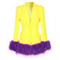 Fall Winter Blazer Detachable Feather Women Blazer