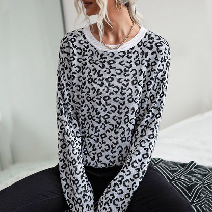 Autumn Women Clothing Leopard Print Long Sleeve Women Sweater