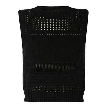 Summer Hollow Out Cutout Top Socialite Short Internet Vest Sleeveless Knitwear Women