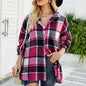 Women Clothing High Profile Figure Autumn Winter Long Sleeved Plaid Shirt Mid Length Woolen Coat