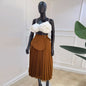 Women Clothing Summer High Waist Irregular Asymmetric Lace up Pleated Skirt Mid Length A line Skirt