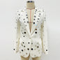 Star Personality Stylish round Mirror Beaded One Button Blazer Coat