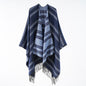 Women Autumn Winter Shawl Simple Cashmere Tassel Split Scarf Cape