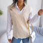 Autumn Winter Casual Hollow Out Cutout out V neck Knitted Vest Sweater Women Clothing