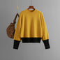 Autumn Winter Women Knitwear round Neck Loose Color Matching Top Sweater for Women