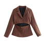 Summer Wind Women Brown Open Design Blazer Blazer