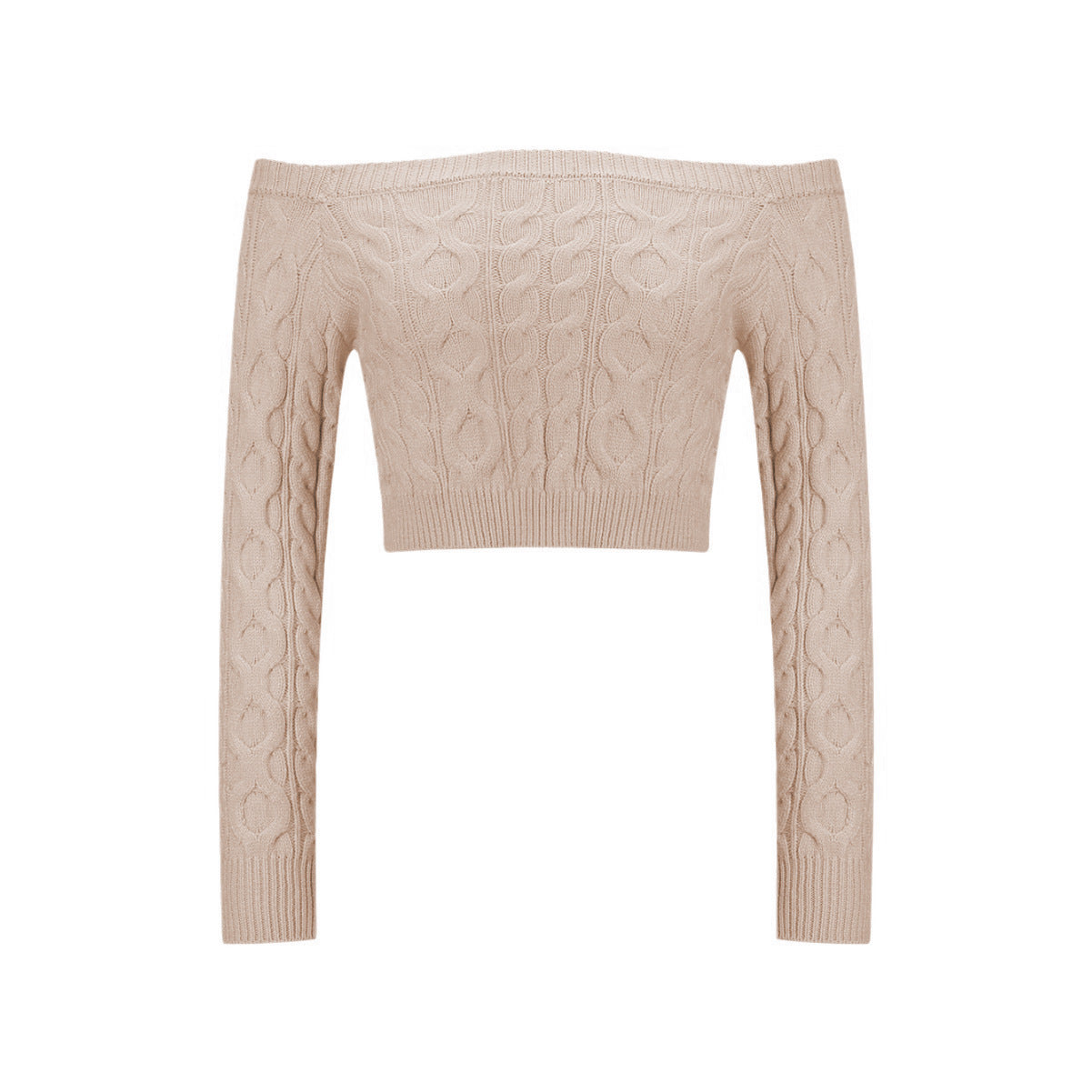 Sexy Off Neck Cable Knit Sweater Women Autumn Winter Sexy Slim Short Bottoming Shirt Sweater