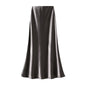 Elegant Pleated Streamer Satin Fishtail Skirt Women Autumn Drooping Slimming Sheath A Line Long Skirt