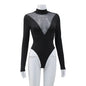 Women  Clothing Spring Turtleneck Mesh Stitching Sex Elegant Graceful Advanced Slim Jumpsuit