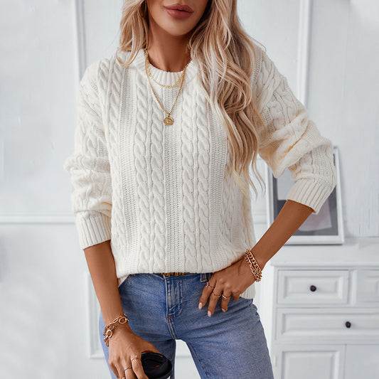 Twisted Twisted Pullover Women Autumn Winter Retro Crew Neck Long Sleeve Sweater Women