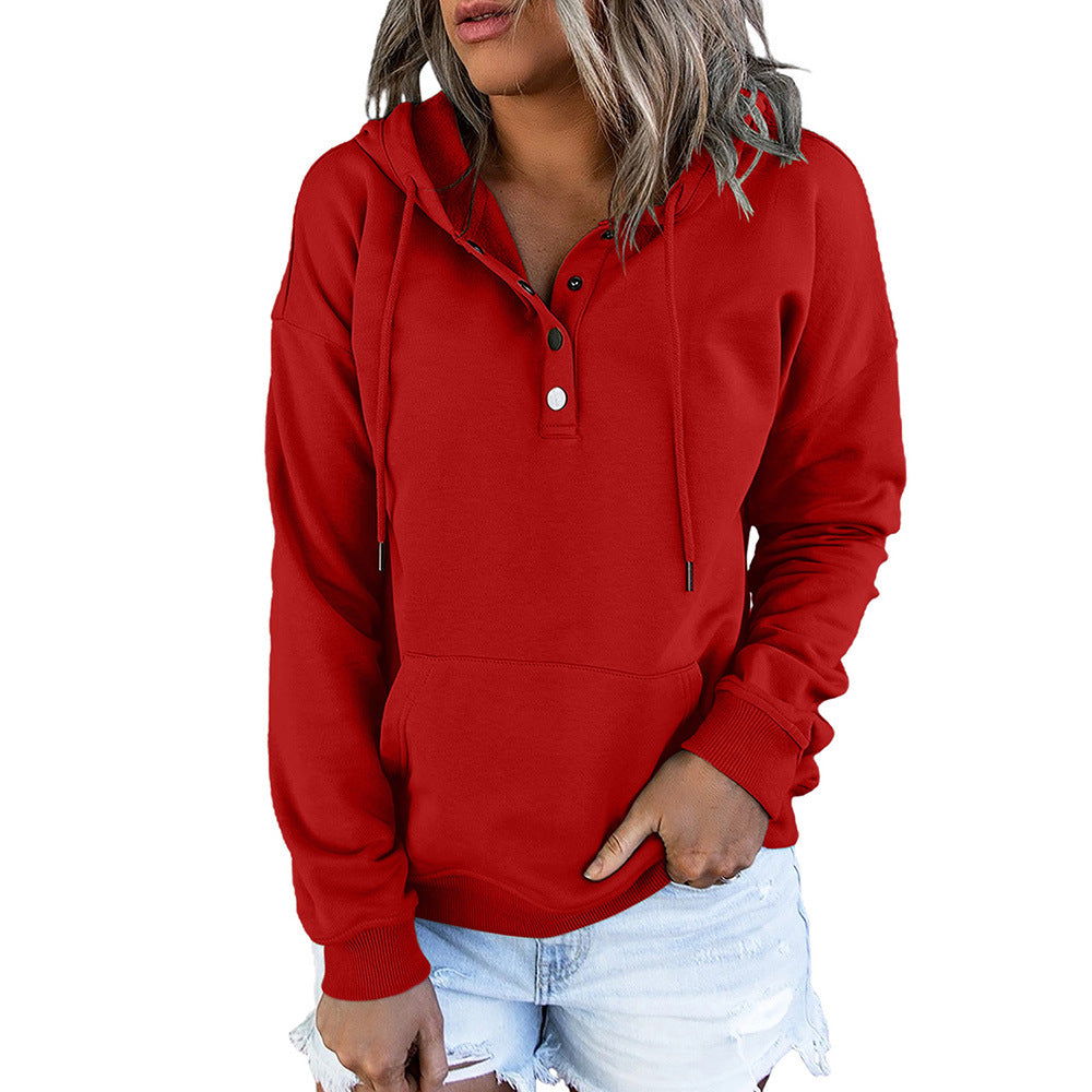 Solid Color Hooded Sweater Women Shiying Loose Oversized Long Sleeves Top