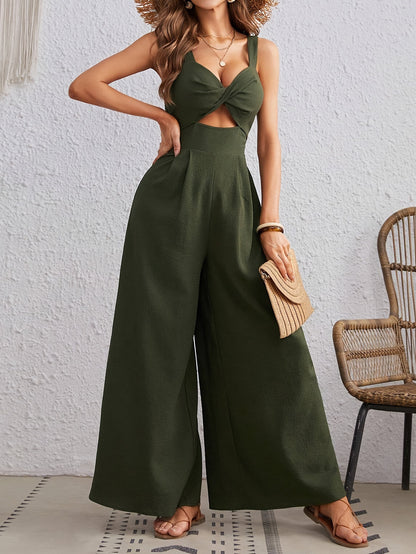 Graceful Fashionable Women Sling Wide Leg Jumpsuit