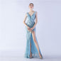 Ostrich Feather Heavy Industry Beads Dinner Exhibition Side Slit High End Evening Dress