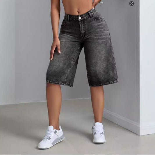 Women Clothing Street Wide Leg Pants Denim