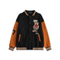 Brushed Jacket Casual Bear Letter Graphic Japanese College Jacket Coat for Men Women Couple Tops Varsity Jacket