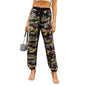 Camouflage Sequined Casual Trousers Elastic High Waist Bandage Loose Straight Leg Ankle Banded Pants