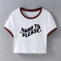 Street Hipster Hard to Please Print Cropped Short Short Sleeve T shirt Women