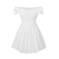 Summer New Plain Fashion Women Wear off-Neck Slim-Fit Elegant French High-Grade Short Dress