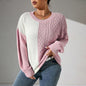 Sweater Top Autumn Winter Women Clothing Custom round Neck Contrast Color Sweater