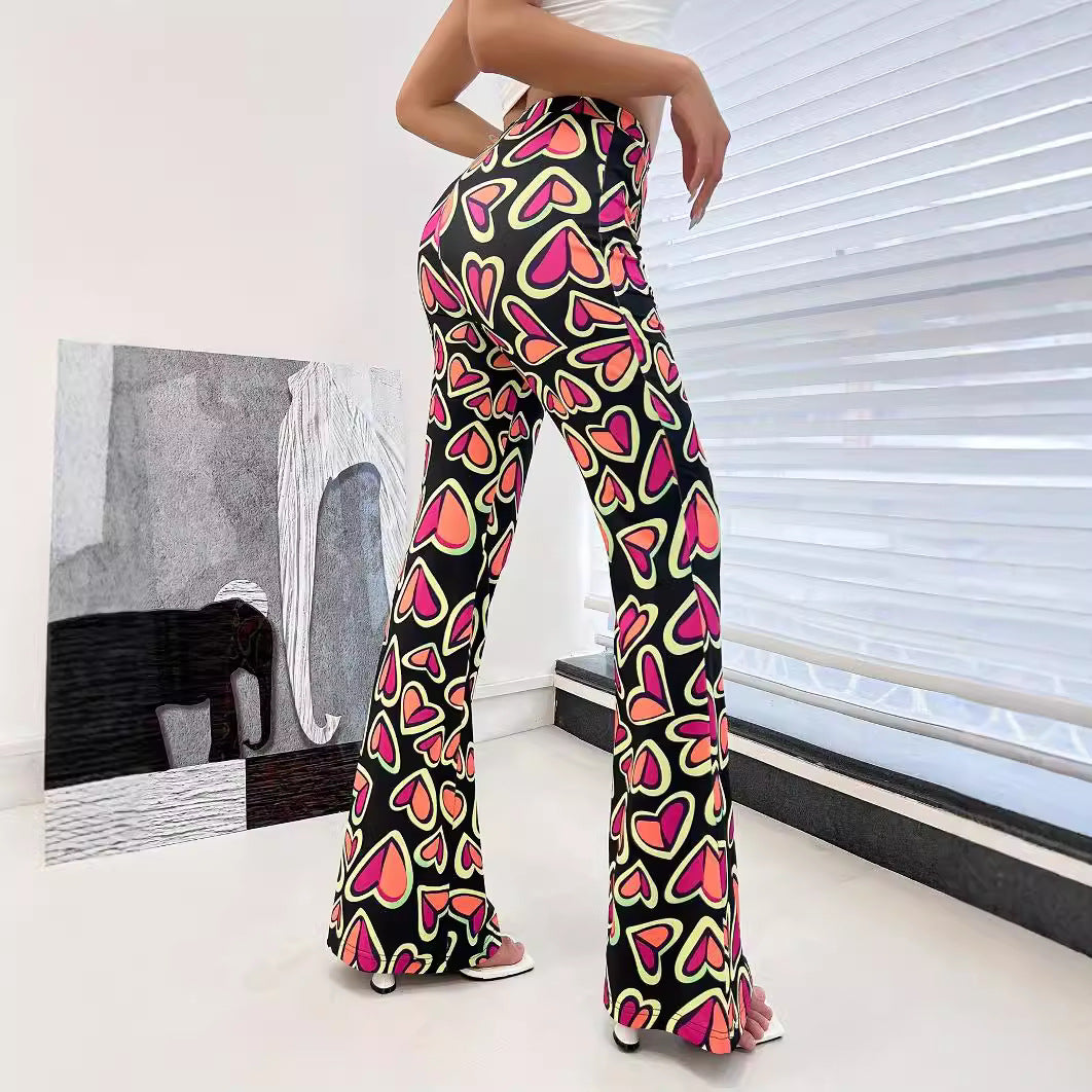 Bootleg Pants Women Casual Trousers Tight Camouflage Printed Pants